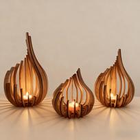3-in-1 PASIDARYK pats medinis ašaros formos žvakidės rinkinys, savarankiškai surenkamas arbatinių žvakių laikiklis namų stalo dekoravimo rinkinys large, medium and small 1 set brown