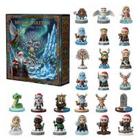 Christmas Mythic Yuletide Advent Calendar Cartoon Figurine 24 Days Xmas Countdown Calendar Home Office Bookshelf gray