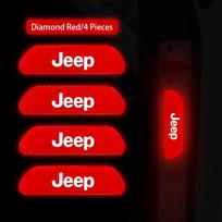 Jeep 4vnt. Atspindintis automobilio durų lipdukas Saugos įspėjimo atšvaito ženklas Jeep Grand Cherokee Wrangler JK Gladiator Compass red