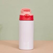 12oz Sublimacijai tinkamas tiesus puodelis su snapeliu, flip-top dangteliu, vaikiškas buteliukas, nerūdijančio plieno dvigubos sienelės vandens termosas su šiaudeliu, puodelis su snapeliu 12OZ violetinė