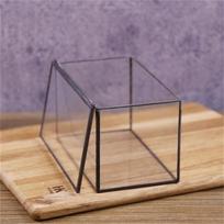 Micro Landscape Ecological Cuboid Shape Geometric Glass Terrarium Moss Plant Glass Vase Container Table Greenhouse gray