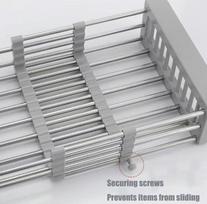 Stainless Steel Over Sink Drying Rack, Adjustable Multi-function Fruit & Dish Drain Basket 1 sidabras