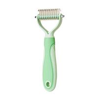 Undercoat Rake for Dogs Pet Grooming Rake, Dual-Sided Stainless Steel Blades, Deshedding S žalia