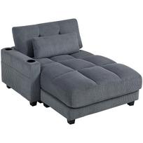 Sofa lova su pagalvėmis, putų poliuretanu, transformuojama į lovą, puodelio laikikliu, pilka 147 x 114 x 86 cm tamsiai pilka spalva