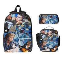 George Michael Cool Singer Kids Backpack Lunch Box Pen Bags for Boys Girls Backpacks School bag Bookbag Set gray