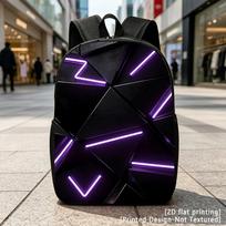 Violetinis Neono Geometrinis Juodas, Atsitiktinis Kuprinė, Kelioninė Nešiojamojo Kompiuterio Tašė, 2D Plokščias Spaudinys, Kuprinė su Dideliu Talpumu - Tinka T Unisex black