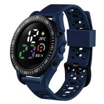 Kids LED Digital Waterproof Comfortable Silicone Sports Watch Band Calendar Week Display Boys tamsiai mėlyna spalva