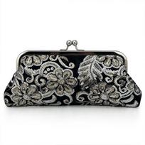 Velvet Cheongsam Bag Bridal Vintage Dinner Handbag Prom Cocktail Party Evening Clutch Embroidered Chain Purse juoda
