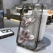 Black And White Lily Soft Silicone Case For Iphone 11 12 13 14 15 Plus 16 17 Pro Max Shockproof Anti-Fall Protective Cover iphone 16 pilka