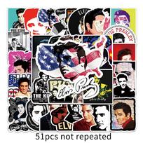 51 dalies Elvis Presley grafiti lipdukų rinkinys lagaminams, nešiojamiesiems kompiuteriams, automobiliams ir telefonams - Vandeniui atsparūs ir dekoratyvūs gray