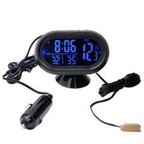 12V-24V Car Battery Voltage Volt Voltmeter Tester Car Voltmeter Thermometer  Interior Accessories mėlyna