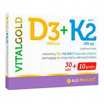 Vitaminai D3 + K2 ALG Pharma, 40 tabletės
