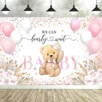 Oh Baby! Boy & Girl Baby Shower Backdrop – Blue Pink Elephant Bear Theme, Banner Decorations & Supplies Props-Tapestry 47.2x31.5inch/120*80cm gray