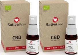CBD aliejus Sativa Life 10% RAW DUO MINI rinkinys 2x12 ml