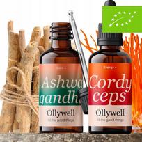 Maisto papildas Ollywell BIO Cordyceps ir Ashwagandha, pilno spektro, Lenkija