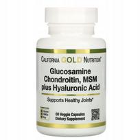 Maisto papildas California Gold Nut Chondroitin Glucosamine MSM, hialurono rūgštis, 60 kaps.