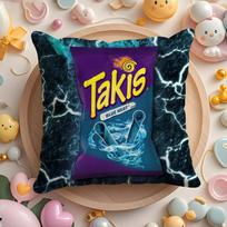 PIKPAKA Juokingi maisto traškučiai Takis Pagalvės užvalkalas Pliušinis audinys Minkštas dvipusis spausdintas Sofos Šiltas žiemos namų dovanos Pagalvės užvalkalas 30cmx30cm(12x12Inch) black