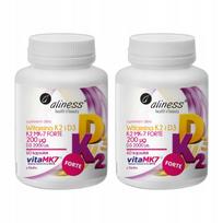 Maisto papildas Aliness Vitamin K2 MK-7 200 µg + D3 2000 IU, 60 kapsulių, 2 vnt.