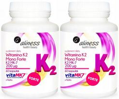 Vitaminai Aliness K2 MK-7 200 FORTE MK7 su natto, 60 kapsulių, 2 vnt.