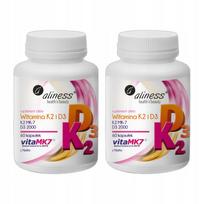 Vitaminų K2 MK-7 100 µg + D3 50 µg, 60 kapsulių, Aliness, 2 vnt.
