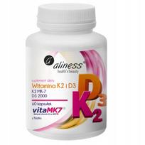 Maisto papildas Aliness Vitamin K2 MK-7 100 µg + D3 50 µg, 60 kapsulių