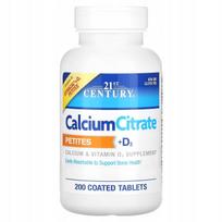 Maisto papildas 21st Century Calcium Citrate Petites + D3, 200 tabletčių