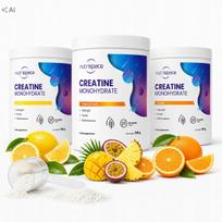 Kreatino monohidratas nutrispace, 3x500g, 3 skonių rinkinys