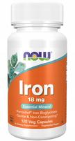 Geležies papildas NOW Foods Iron 18mg, 120 kapsulių