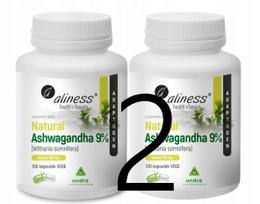 Maisto papildas aliness Ashwagandha 9% ekstraktas 555 mg, 100 kapsulių x 2