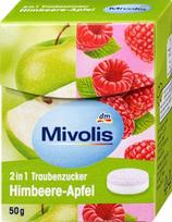 Gliukozės pastilės su avietėmis ir obuoliais Mivolis 50 g