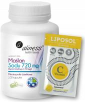 Maisto papildas aliness Sodium Butyrate 720 mg (butyric acid 170 mg), 100 kaps.