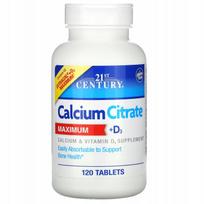 Maisto papildas 21st Century Maximum Calcium Citrate + D3, 120 tablečių