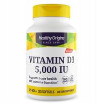 Vitaminas D3 Healthy Origins 5000 IU, 120 kapsulių