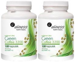 Maisto papildas Aliness Green Coffee 3200 metabolizmui ir svorio kontrolei, 100 kaps., 2 vnt.