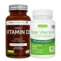 Vitaminų D3 2000 IU iš lanolino ir K2 MK7 MK4 K1 rinkinys