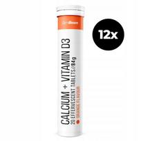 Maisto papildas GymBeam Calcium + Vitamin D3 putojančios tabletės, apelsinų skonio, 12 x 20 vnt.