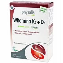 Vitaminas K2 + D3, 60 tabletės, Physalis