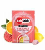 Druskos tabletės SaltStick Fastchews su kofeinu, citrusų skonio