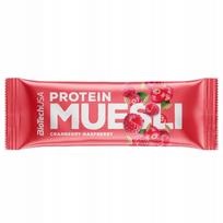 Baltyminis musli batonėlis BioTech 30g, aviečių ir spanguolių