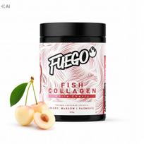 Žuvų kolagenas FUEGO 300 g, WHITE CHERRY, su kofermentu Q10 ir biotinu