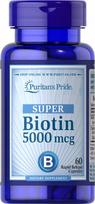 Maisto papildas Puritans Pride Super Biotin 5000 mcg 60 kapsulių