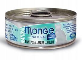 Šlapias kačių maistas MONGE NATURAL su vištiena ir žuvimi, 80 g