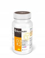 Maisto papildas Bene Vobis Vitamin D3 2000IU + K2 MK7 100µg, 60 kapsulių