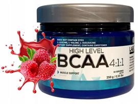 Aminorūgštys Labocore Nutrition BCAA HIGH LEVEL 4:1:1 250g aviečių skonio