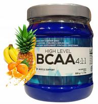 Aminorūgštys Labocore Nutrition BCAA HIGH LEVEL 4:1:1 500g Tropical Fruit