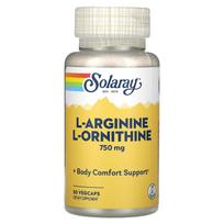 Maisto papildas Solaray L-arginine L-ornithine 750 mg, 50 kapsulių