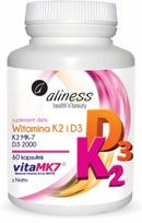Vitaminų K2 MK-7 100 mcg su Natto ir D3 50 mcg, 60 kapsulių, Aliness
