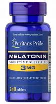 Maisto papildas PURITANS PRIDE Melatonin 3 mg, 240 tablečių