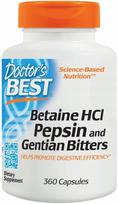 Maisto papildas Dr's Best Betaine HCl Pepsin & Gentian Bitters, 360 kaps.