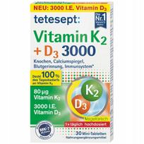 Vitaminų K2 + D3 3000, 30 tabletės, Tetesept